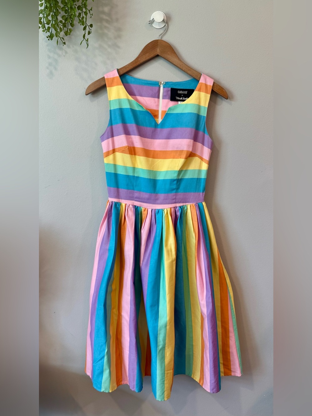 Modcloth Rainbow Stripe Midi Dress - Multicolor Sz Xs